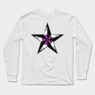 Asexual Pride Flag Colored Nautical Star Long Sleeve T-Shirt